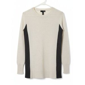 Aqua cashmere womens small sweater gray cream gray light cashmere color block